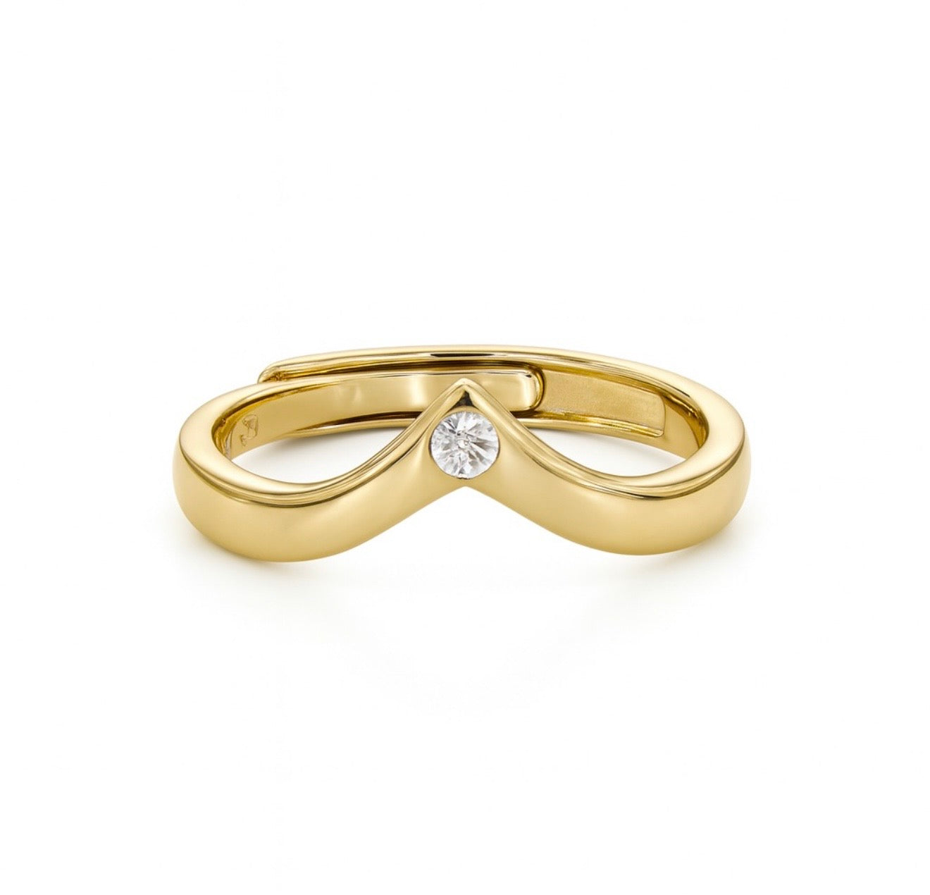Anello Punto Luce Forma di  (V) in Argento