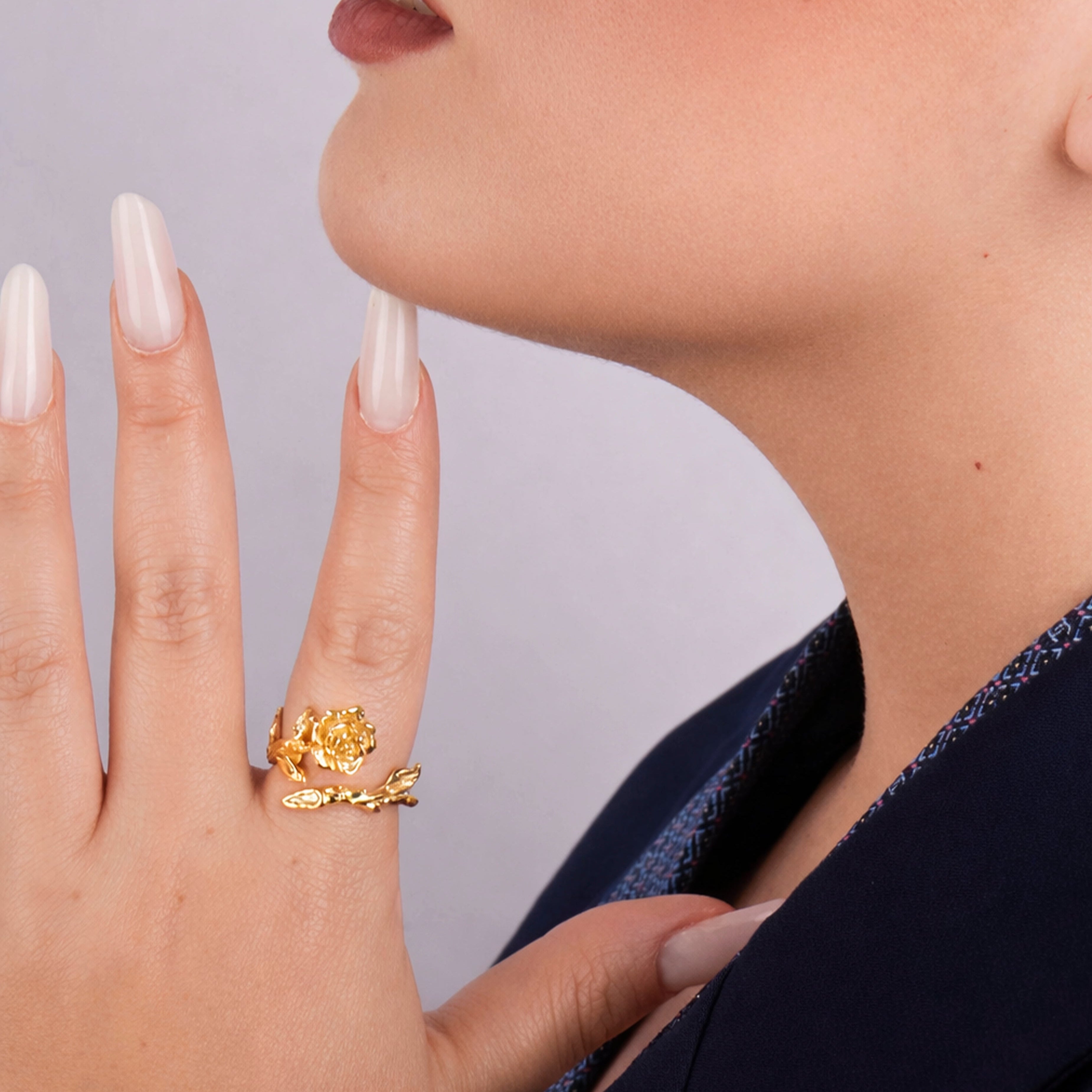 Anello Rinascita - Rosa Scolpita in Argento Fatto a Mano