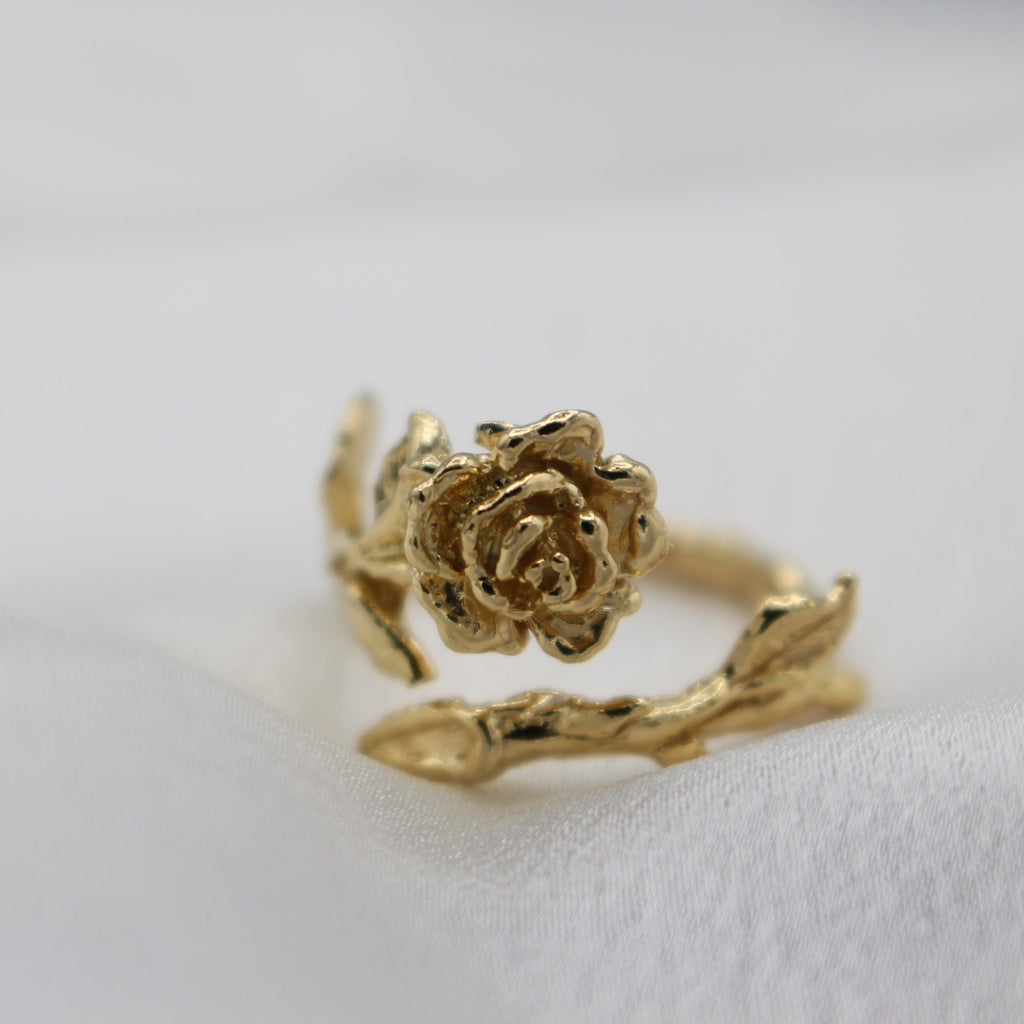 Anello Rinascita - Rosa Scolpita in Argento Fatto a Mano